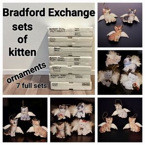 Bradford Exchange Vintage Kitten Ornaments 7 Sets